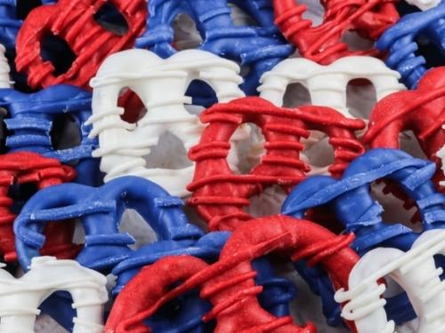 Patriotic Frosted Pretzels 1lb Jar 